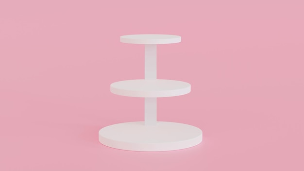 Pódio de cilindro branco em pedestal de fundo rosa para exibição de produto de marca Mockup 3D rendering