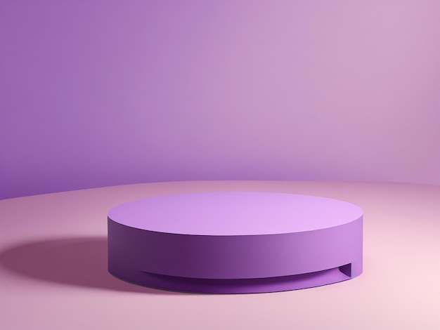 Pódio de cilindro magenta vazio flutuando em fundo violeta espaço de maquete de pedestal roxo vazio 3D f