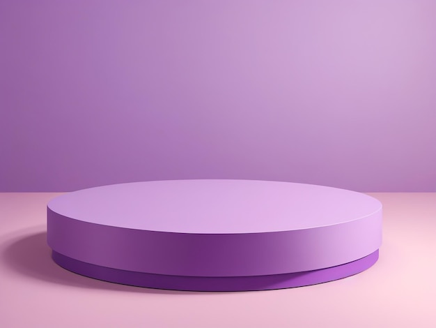 Pódio de cilindro magenta vazio flutuando em fundo violeta espaço de maquete de pedestal roxo vazio 3D f