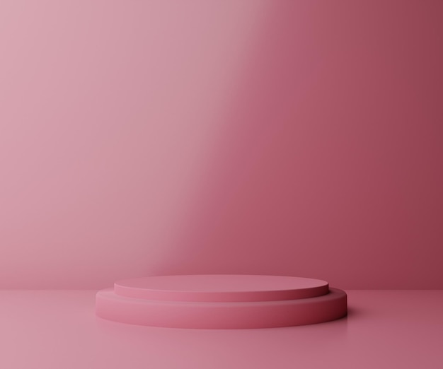 Pódio de cilindro rosa 3d abstrato pano de fundo vazio para colocação de produtos