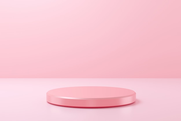 Pódio de cilindro rosa sobre fundo rosa pastel