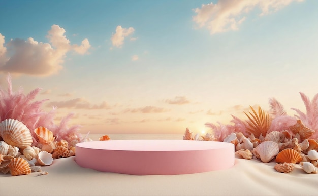 Pódio de exposição de produtos minimalista rosa abstrato A cena para a apresentação de produtos