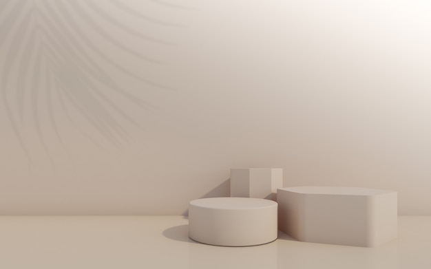 Pódio de frasco cosmético em renderização 3d de fundo marrom