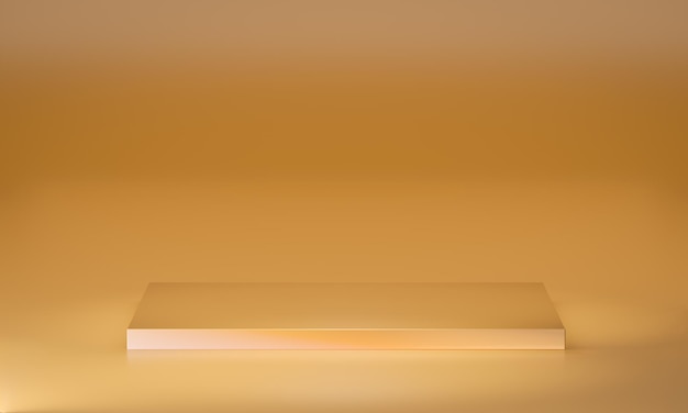 Pódio de metal dourado Suporte de produto de luxo tema dourado renderização de ilustração 3D