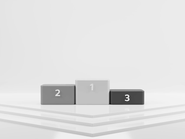 Foto pódio de passo de minimalismo para ilustração de renderização 3d do prêmio vencedor da competição