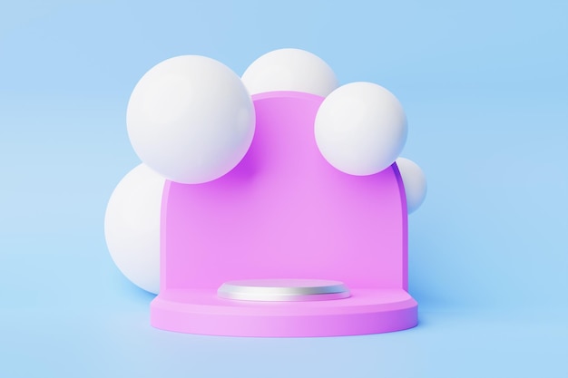 Pódio de pedestal de cilindro 3d realista rosa Plataforma geométrica de renderização abstrata Apresentação de exibição do produto Cena mínima