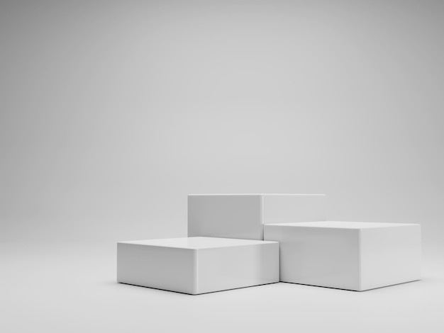 Pódio de pedestal retangular mínimo branco de renderização em 3D para maquete de exibição de vitrine de produto