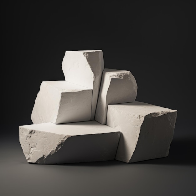 Pódio de pedra branca Suporte de produto de exibição cosmética em fundo branco renderização 3D