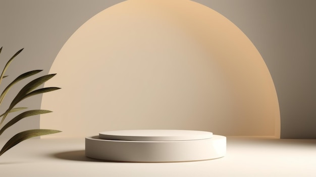 Pódio de produto abstrato minimalista de LED O cenário para apresentação do produto Sala 3D com plataforma geométrica Pedestal de palco gerado por IA Maquete de pódio para um anúncio de produto