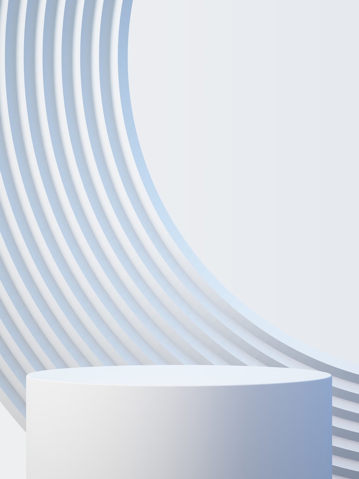 Foto pódio de produto branco 3d simulado de fundo para apresentação com fundo branco abstrato, renderização em 3d