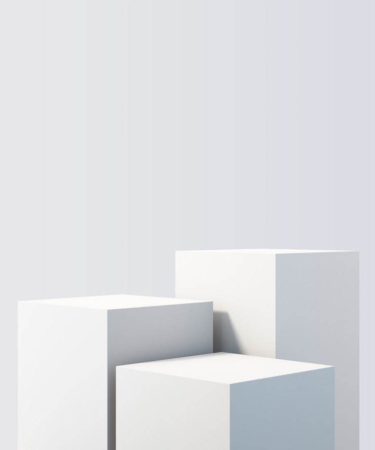 Foto pódio de produto branco 3d simulado de fundo para apresentação com fundo branco, renderização em 3d