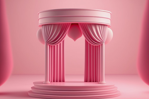 pódio de produto com tema rosa dos namorados, ilustração ai gerada