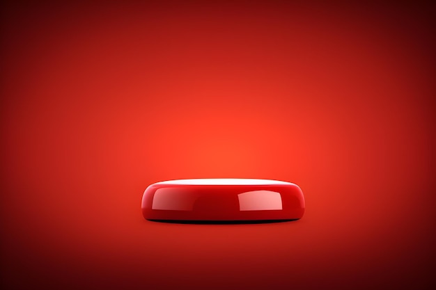 Foto pódio de produto vermelho brilhante isolado em fundo vermelho