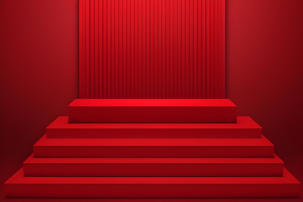Pódio de produto vermelho com fundo vermelho luxuoso