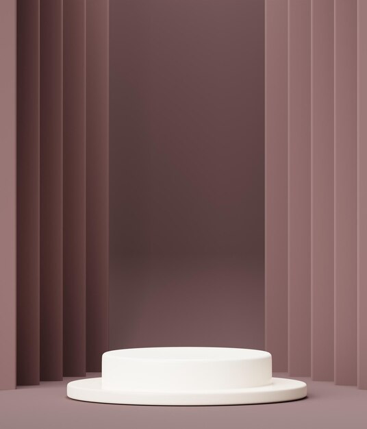 Pódio de renderização 3D com fundo branco e marrom