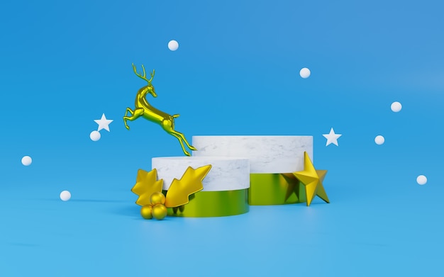 Pódio de renderização 3D e tema de palco Feliz Natal