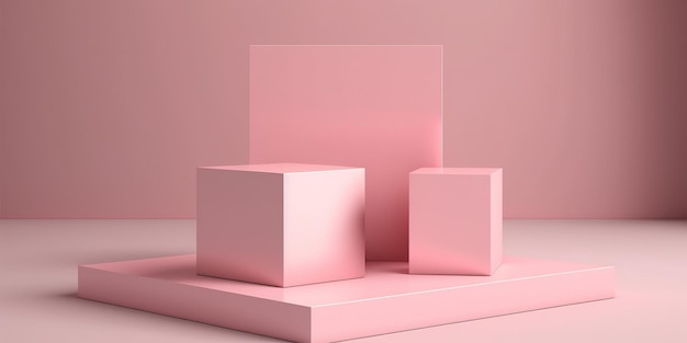 Pódio de tema rosa 3D realista para exibição de produtos