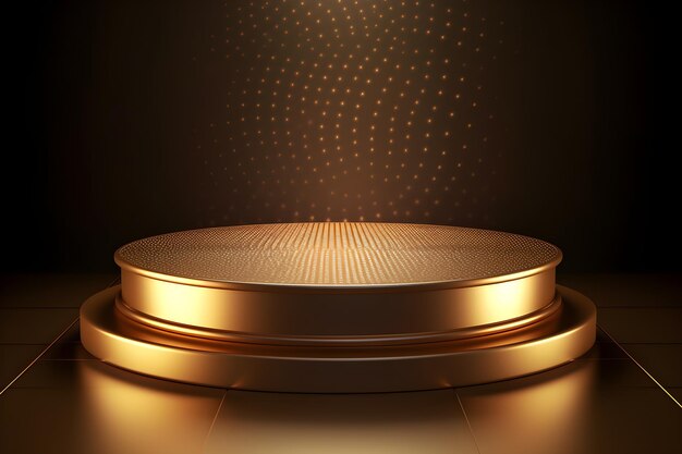 Un podio dorado con una luz y la palabra oro en la parte inferior.