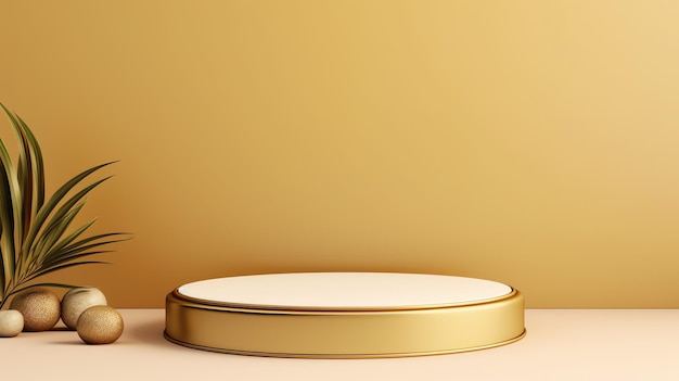 Un podio dorado redondo con un borde dorado.