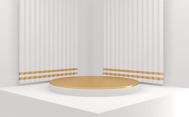 Pódio dourado mínimo geométrico branco e dourado estilo abstrato