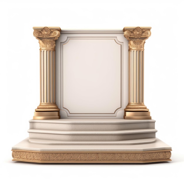 Foto podio elegante de lujo vacío sobre fondo blanco