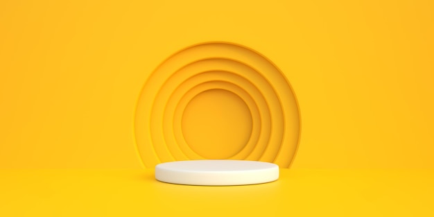 Pódio em fundo amarelo Minimalismo geométrico abstrato Ilustração de renderização 3D