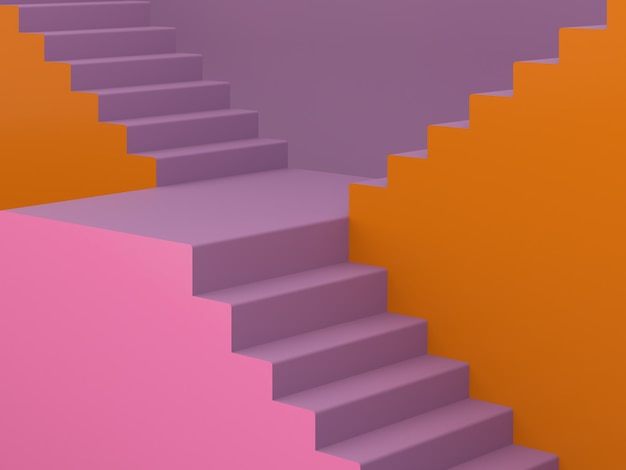 Podio de escaleras mínimas en colores otoñales.