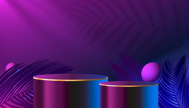 Podio de escenario con escena de podio de escenario de iluminación con vector de fondo de elemento de decoración de premio