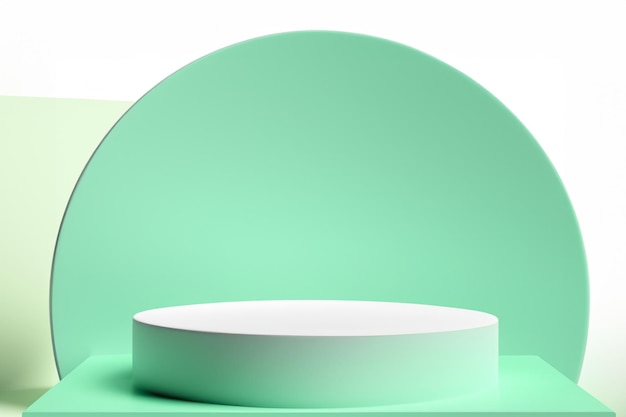 Podio de exhibición de productos con fondo circular verde 3d