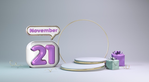 Podio con fondo para celebración cumpleaños 21 noviembre