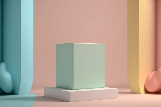 Podio de formas geométricas para plataforma de exhibición de productos sobre fondo rosa Fondo elegante para presentación Escaparate minimalista de estilo minimalista con espacio vacío Imagen generada a mitad de viaje por IA