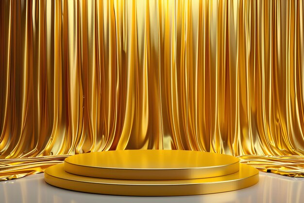 Un podio frente a una cortina de oro