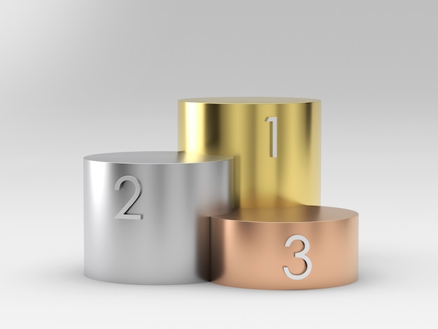 Podio de ganadores vacíos. Representación 3D