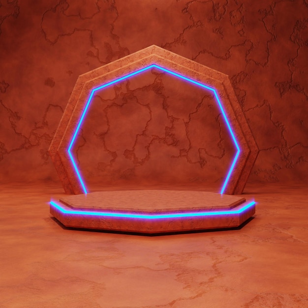 Pódio Hexagon Neon LED