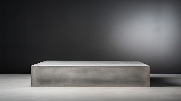 Podio de hormigón minimalista para exhibición de muebles en gris frío