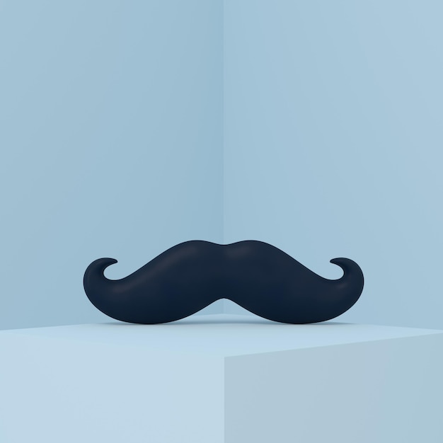 Podio con un icono de bigote sobre fondo azul.