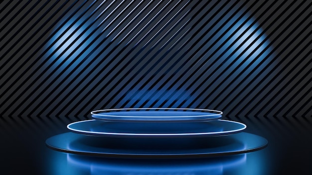 Podio iluminado de azul oscuro
