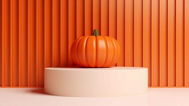 Pódio laranja para promoção de venda de Halloween ou produto Plataforma de pódio 3D de cena mínima de Halloween