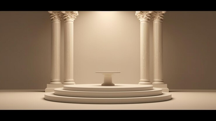 Podio de lujo 3d con columna romana para exhibición de productos hecho por IA generativa