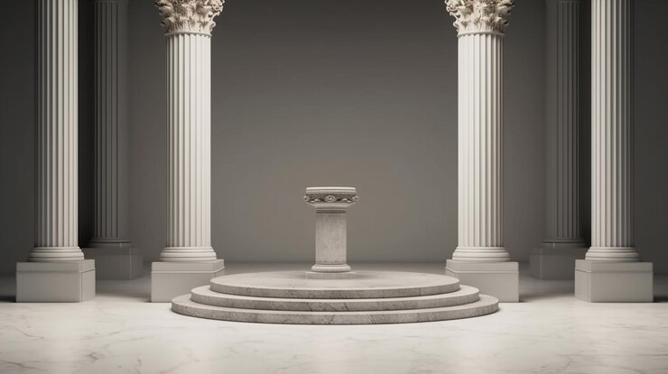 Podio de lujo 3d con columna romana para exhibición de productos hecho por IA generativa