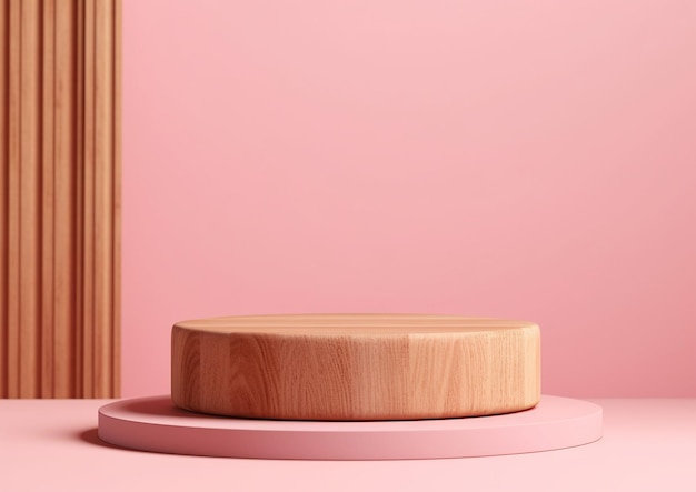 Podio de madera para productos Fondo para perfumería, joyería y productos cosméticos Pink begie