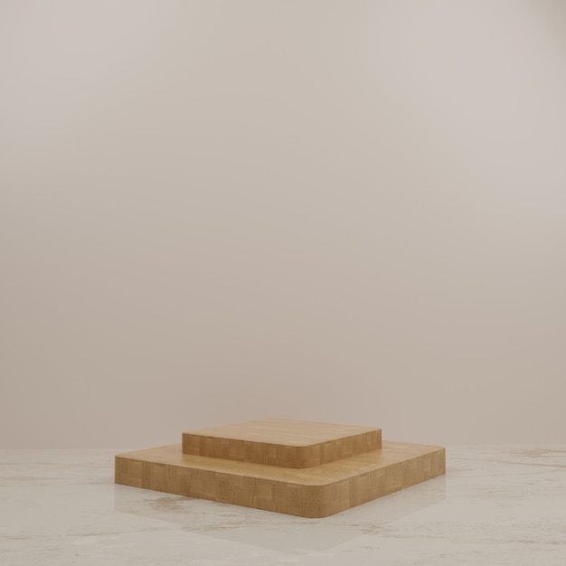 Podio de maqueta moderna de madera simple y esfera con fondo blanco