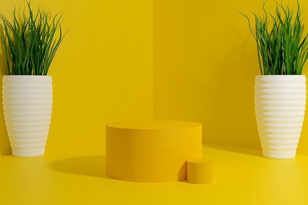 Pódio minimalista amarelo para produto