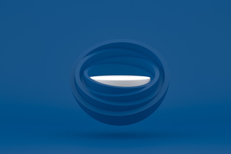 Foto podio mínimo en azul oscuro para presentación de productos cosméticos.