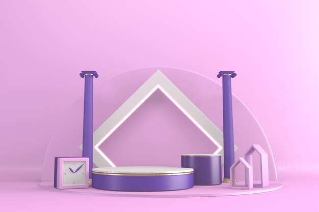 Podio moderno y decoración de estilo de dibujos animados.