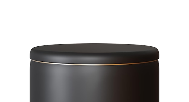 Podio negro y dorado aislado sobre fondo blanco Escenario elegante para la presentación cosmética del producto Maqueta de lujo Pedestal o plataforma para productos de belleza Representación 3D de escena vacía