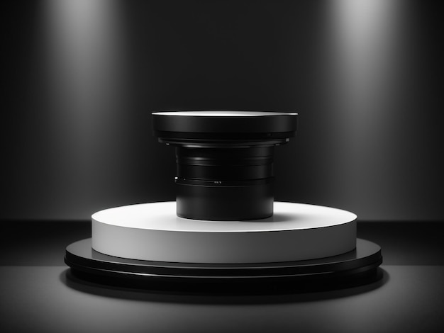 Foto podio negro elegante sobre fondo negro realista 5