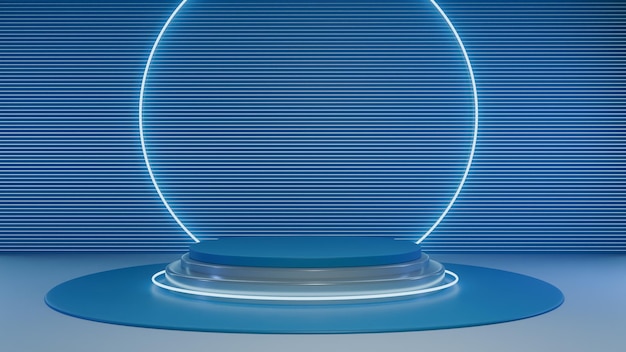 El podio de neón azul