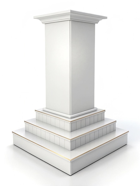 Un podio o pedestal blanco sobre un fondo blanco