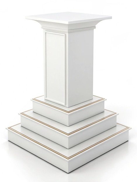 Un podio o pedestal blanco sobre un fondo blanco